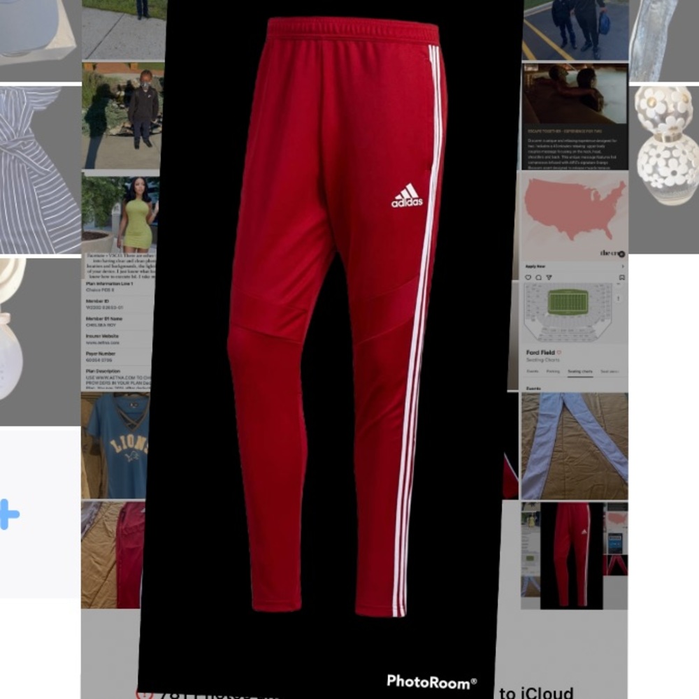 Red adidas track pants